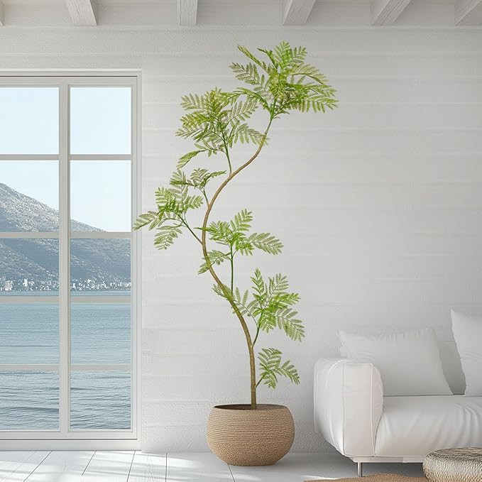 7.9FT Artificial Tree Fake Jacaranda Tree,Faux Tall Tree Lifelike Green Leaves Large Plants Indoo... | Amazon (US)