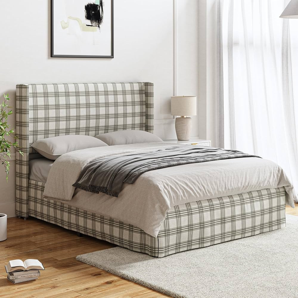 HULALA HOME Bed Frame Queen Size with Removable Slipcover,Metal Frame Bed with Machine Washable B... | Amazon (US)