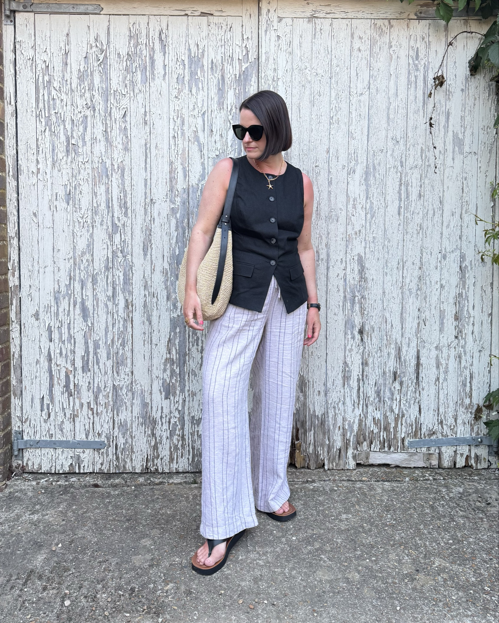 Light linen summer pieces
Linen blend waistcoat
Linen blend trousers
Summer jewellery 

#LTKuk #LTKsummer #LTKeurope