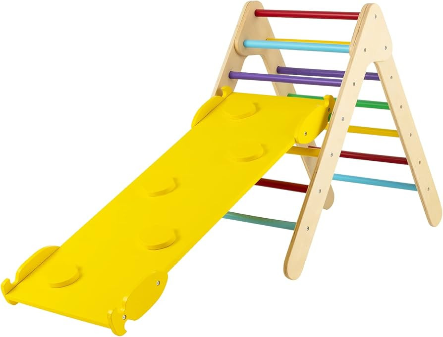 Costzon Wooden Climbing Toys for Toddlers, 3 in 1 Montessori Triangle Climber with Adjustable Ang... | Amazon (US)