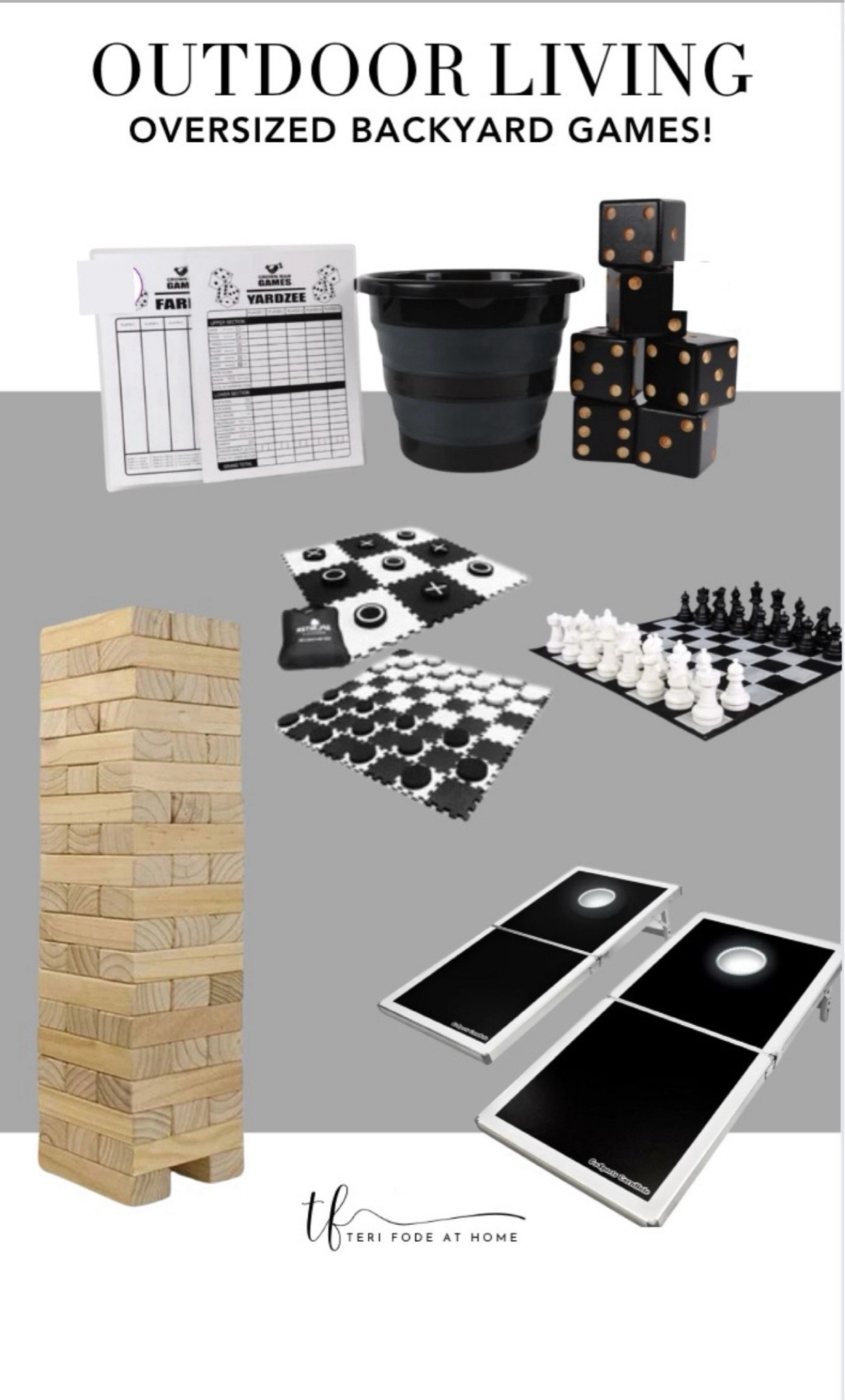 Outdoor yard games make summer days at home so fun! Backyard games, outdoor yard games, cornhole, yardzee, oversized checkers, oversized chess, oversized outdoor jenga blocks

#LTKHome #LTKSeasonal