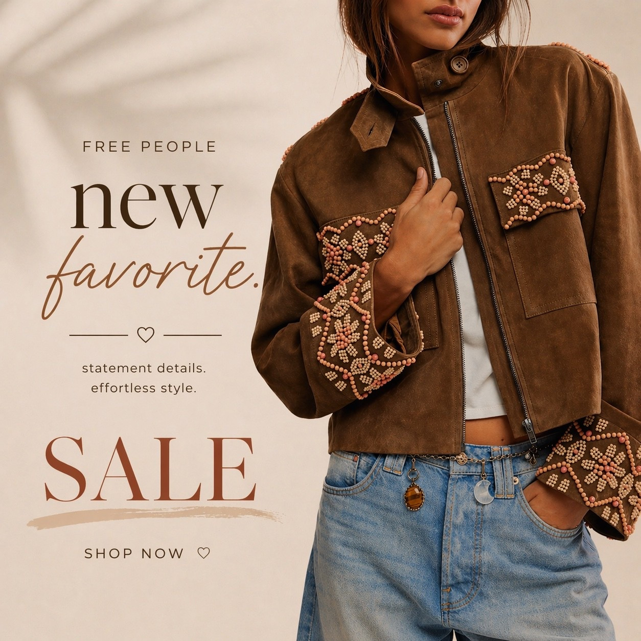 This Free People jacket is giving elevated boho meets luxury detail — the beadwork, the suede texture, the silhouette… it’s not just a jacket, it’s the outfit.
And the fact it’s on SALE right now?? yeah… instant add to cart 👀
Style it with denim, neutrals, or throw it over a dress and you’re effortlessly put together in seconds.
If you love standout pieces that look expensive and feel unique… this is IT.

free people jacket sale, free people sale finds, embroidered jacket women, suede jacket outfit, boho jacket women, statement jacket sale, free people boho style, luxury boho jacket, neutral outfit aesthetic, fall transition outfits, chic layering piece, elevated casual style, vintage inspired jacket, trendy jackets 2026, designer style jacket, effortless outfit ideas, western boho fashion, unique jackets women, pinterest fashion outfits, capsule wardrobe jacket, sale fashion finds

#LTKSaleAlert #LTKgrwm #LTKootd