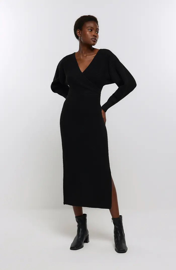 River Island Daylight Long Sleeve Faux Wrap Sweater Dress | Nordstrom | Nordstrom