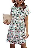 Amazon.com: KIRUNDO 2020 Summer Women’s Ruffle Mini Dress Short Sleeves Leopard Print Round Nec... | Amazon (US)