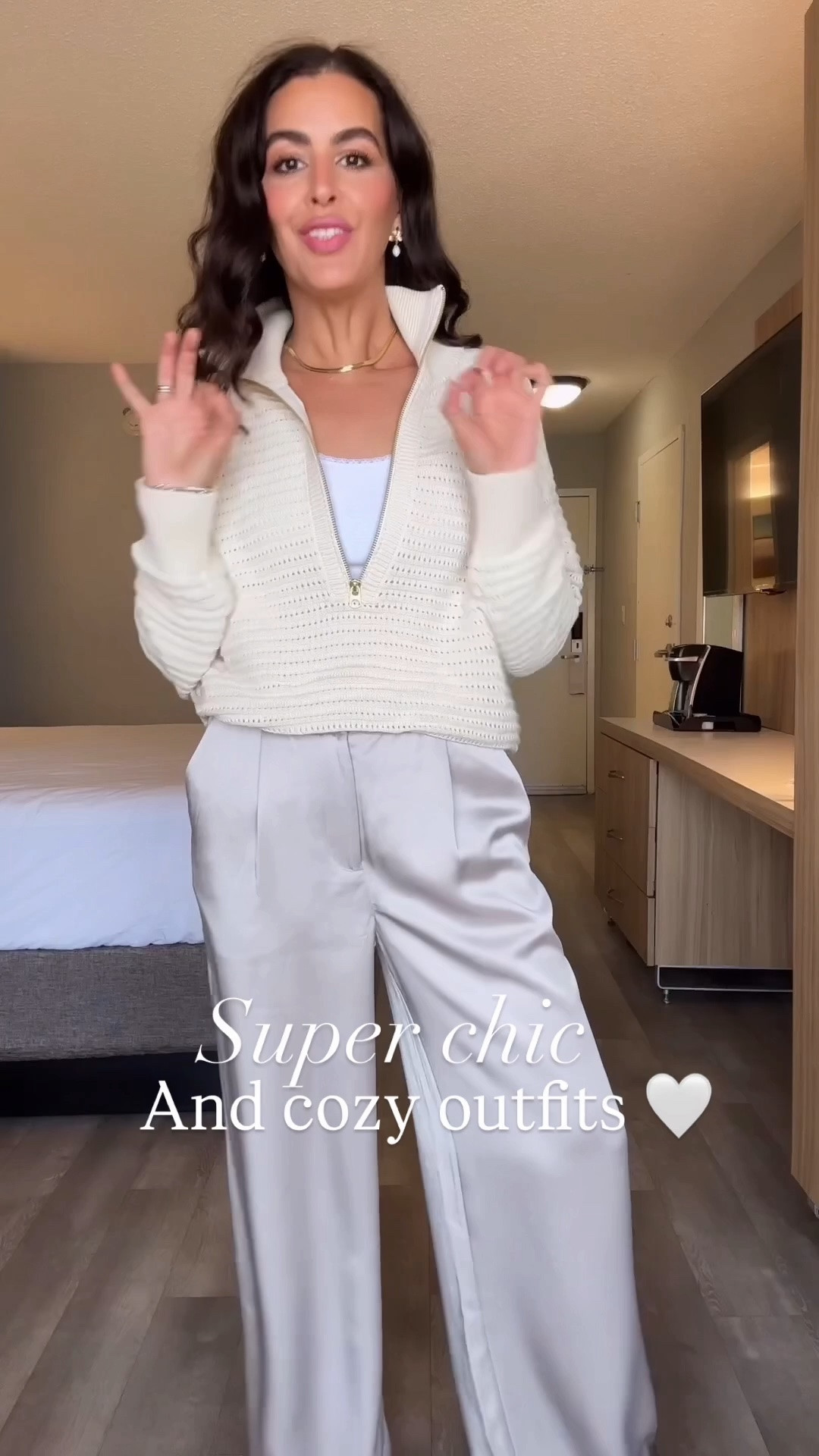 ‼️All details below⬇️
Wearing a size S x 32” in the satin pants.
Size S in joggers and sweatshirt.
Size M in sweater.
Valentino shoes run small. 
Dolce vita shoes are tts. 
Lipstick is 320 hush hush.
Spring outfits, new arrivals, airport outfits, joggers set. Comfy, casual outfits 

#LTKMostLoved 

#LTKHoliday

#LTKootd #LTKSeasonal #LTKmomlife