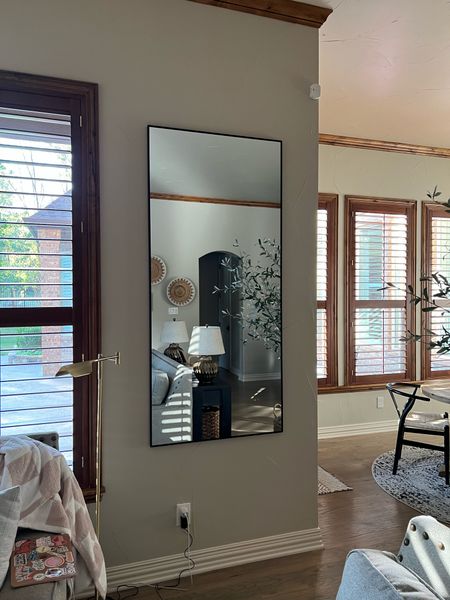 New mirror! My interior decorator friend told me I needed a modern black iron mirror for this wall. I do whatever  Kate tells me when it comes to design and decor😂 

This is the 71X34 mirror from Walmart. Linked below and some similar as well. 

#LTKhome