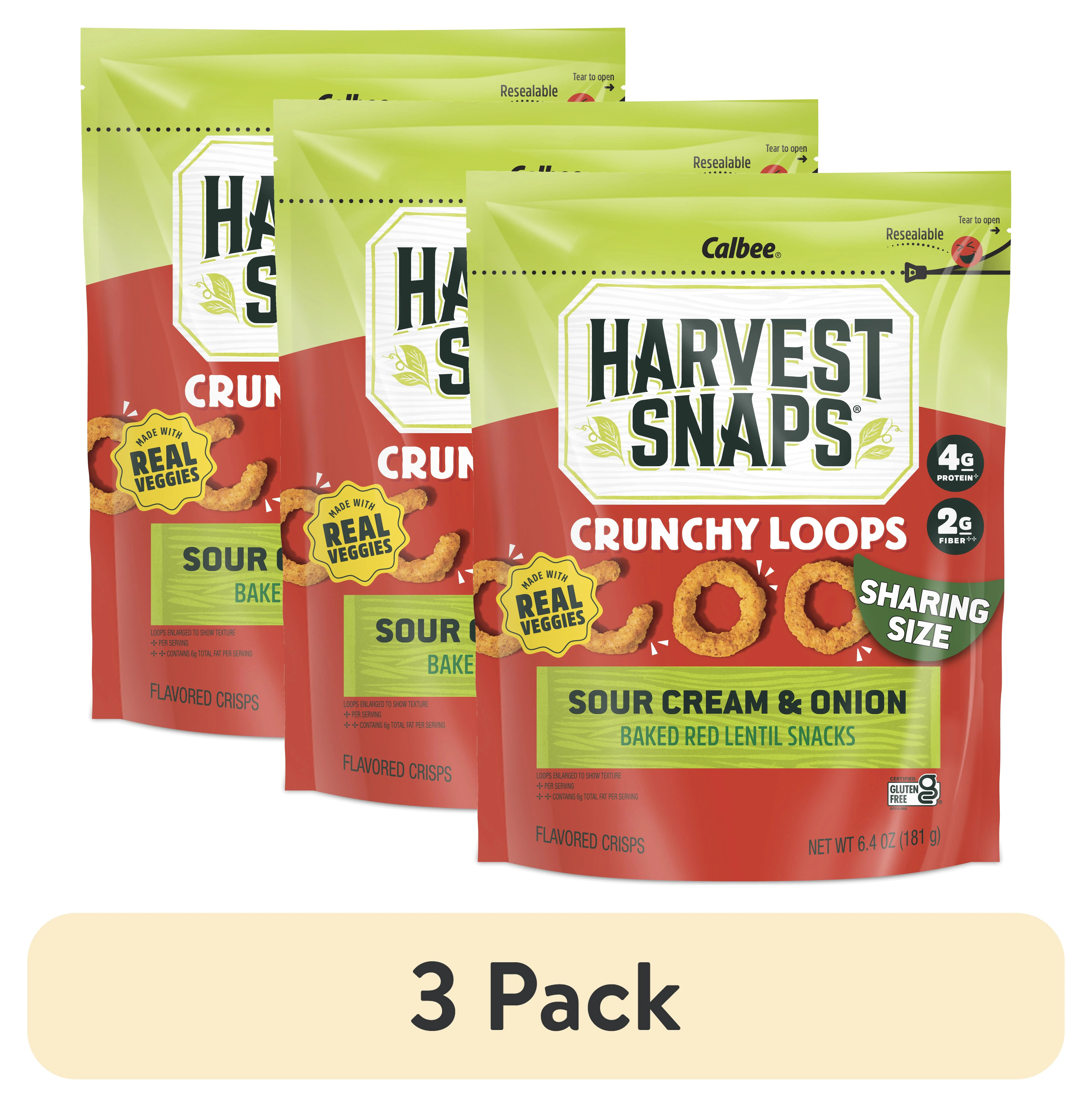(3 pack) Harvest Snaps Crunchy Loops Sour Cream & Onion 6.4oz Bag | Walmart (US)