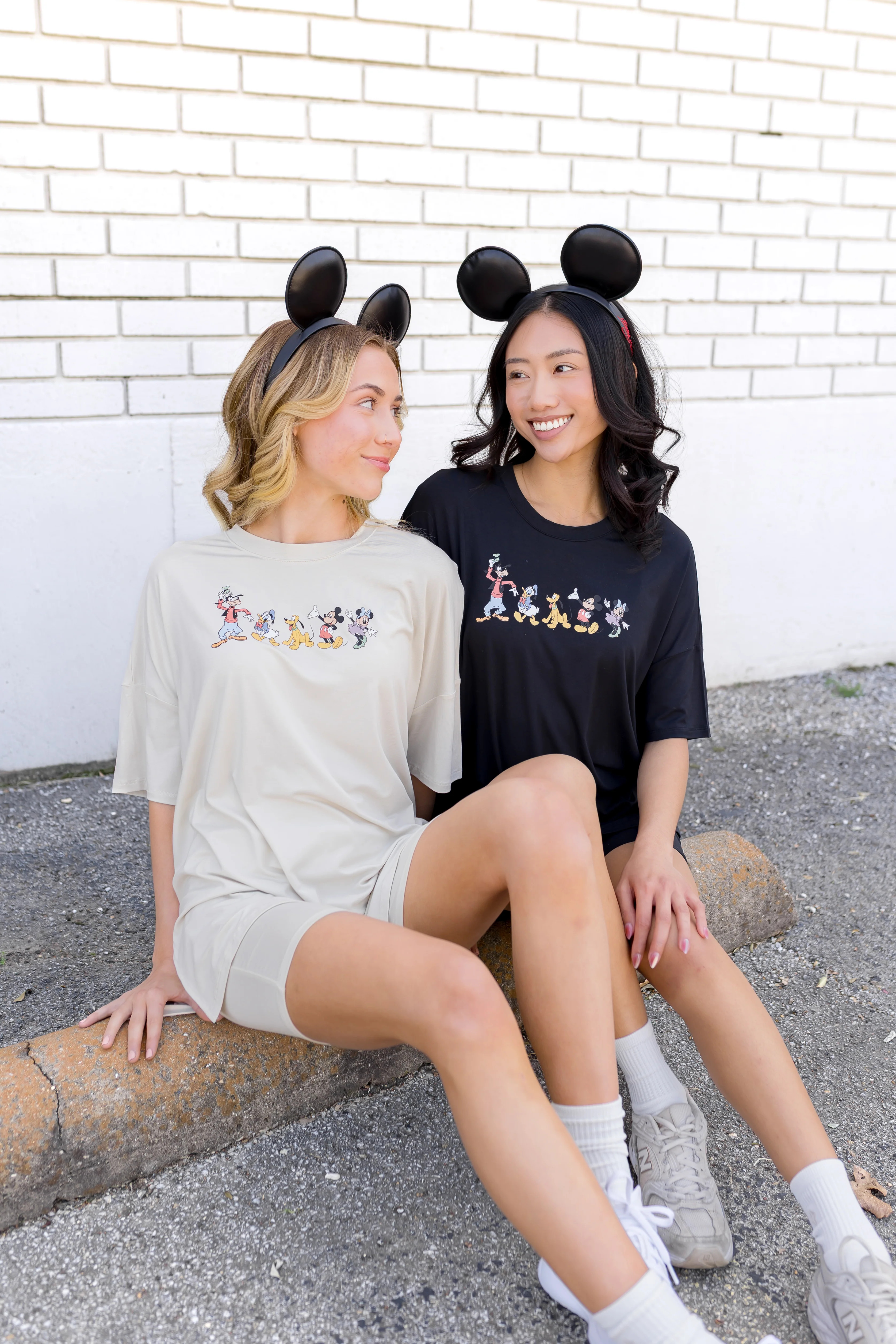 Women\u2019s Biker Short Set in Mickey and Friends on Midnight | Kyte Living