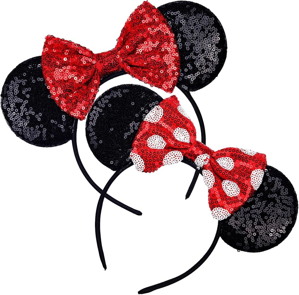 Mouse Ears Headbands Sequin Bow Headbands for Adult and Women Cosplay Costume Party Decorations H... | Amazon (US)