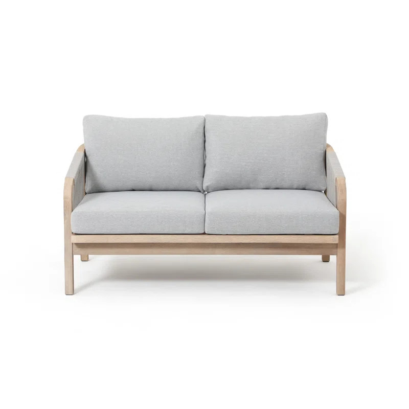 Mariliva Outdoor Acacia Wood Woven Loveseat With Cushions | Wayfair North America