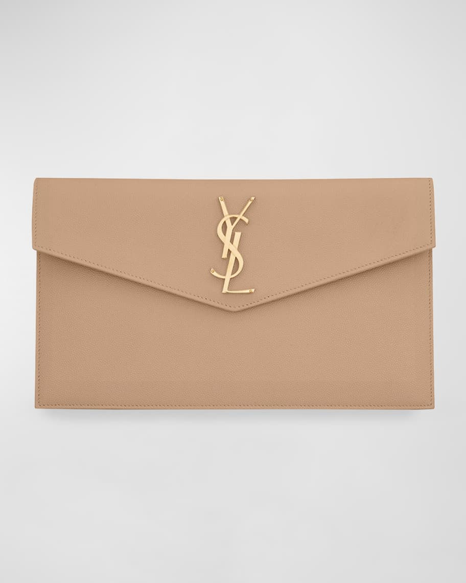 Saint Laurent Uptown Medium YSL Monogram Grain de Poudre Pouch Bag | Neiman Marcus