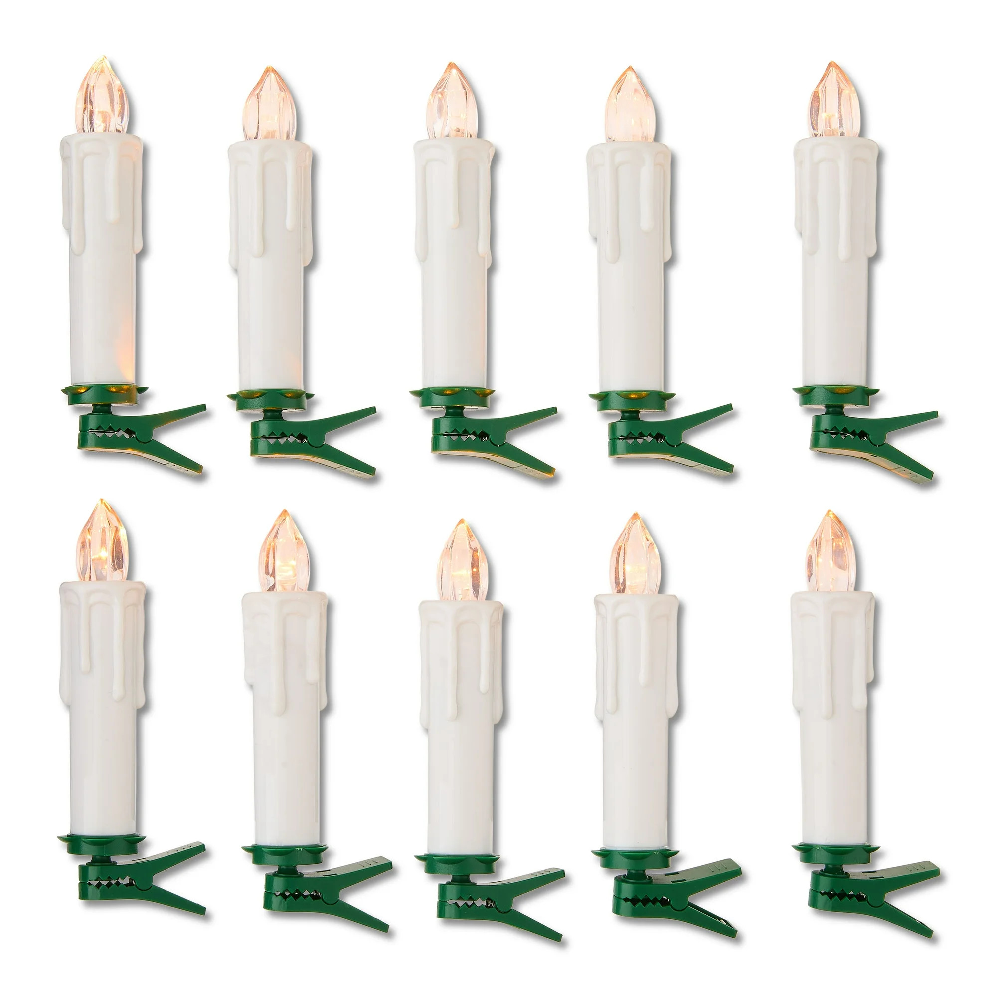 10 Count Battery-Operated White Cordless LED Clip Christmas Candles Ornament with Remote, by Holi... | Walmart (US)