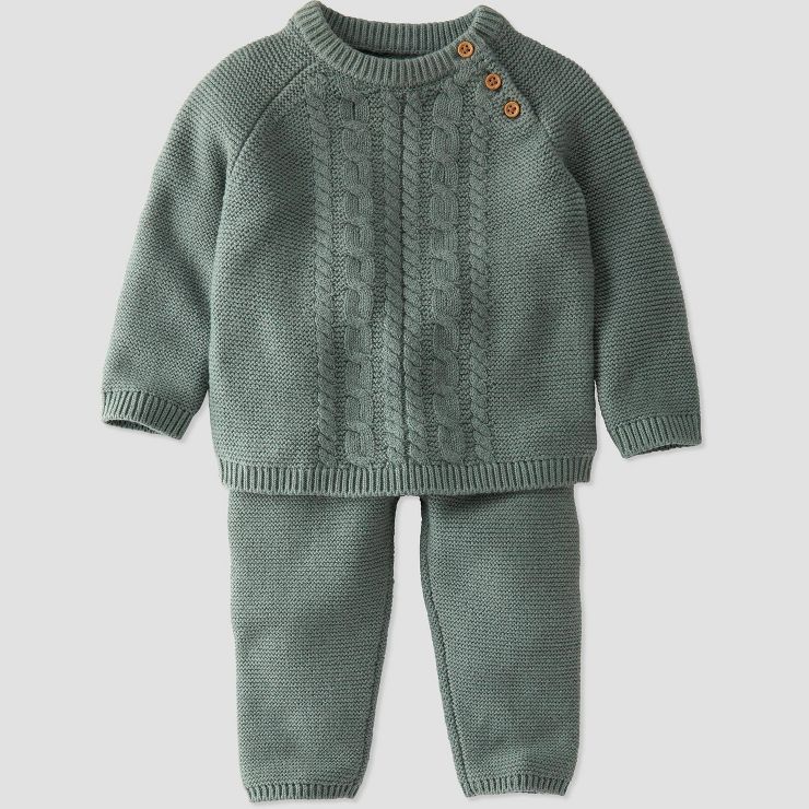 little Planet By Carter's Baby 2pc Organic Cotton Pine Sweater & Bottom Set - Green | Target