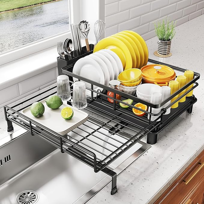 SNTD Dish Drying Rack - Extendable Dish Rack, Large Sink Drying Dish Drainer for Kitchen Counter,... | Amazon (US)
