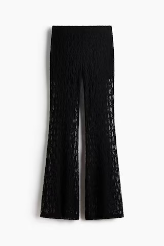 H & M - Flared Lace-Look Pants - Black | H&M (US + CA)