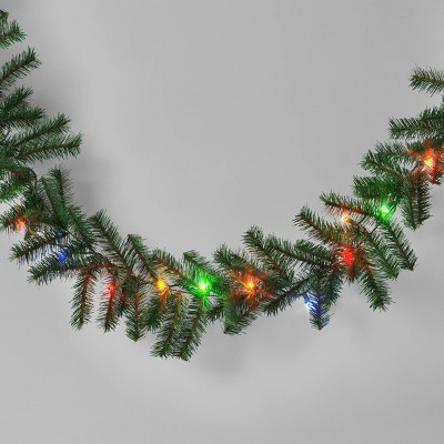 9' Christmas Pre-Lit Artificial Pine Garland Green with LED Lights - Wondershop™ | Target