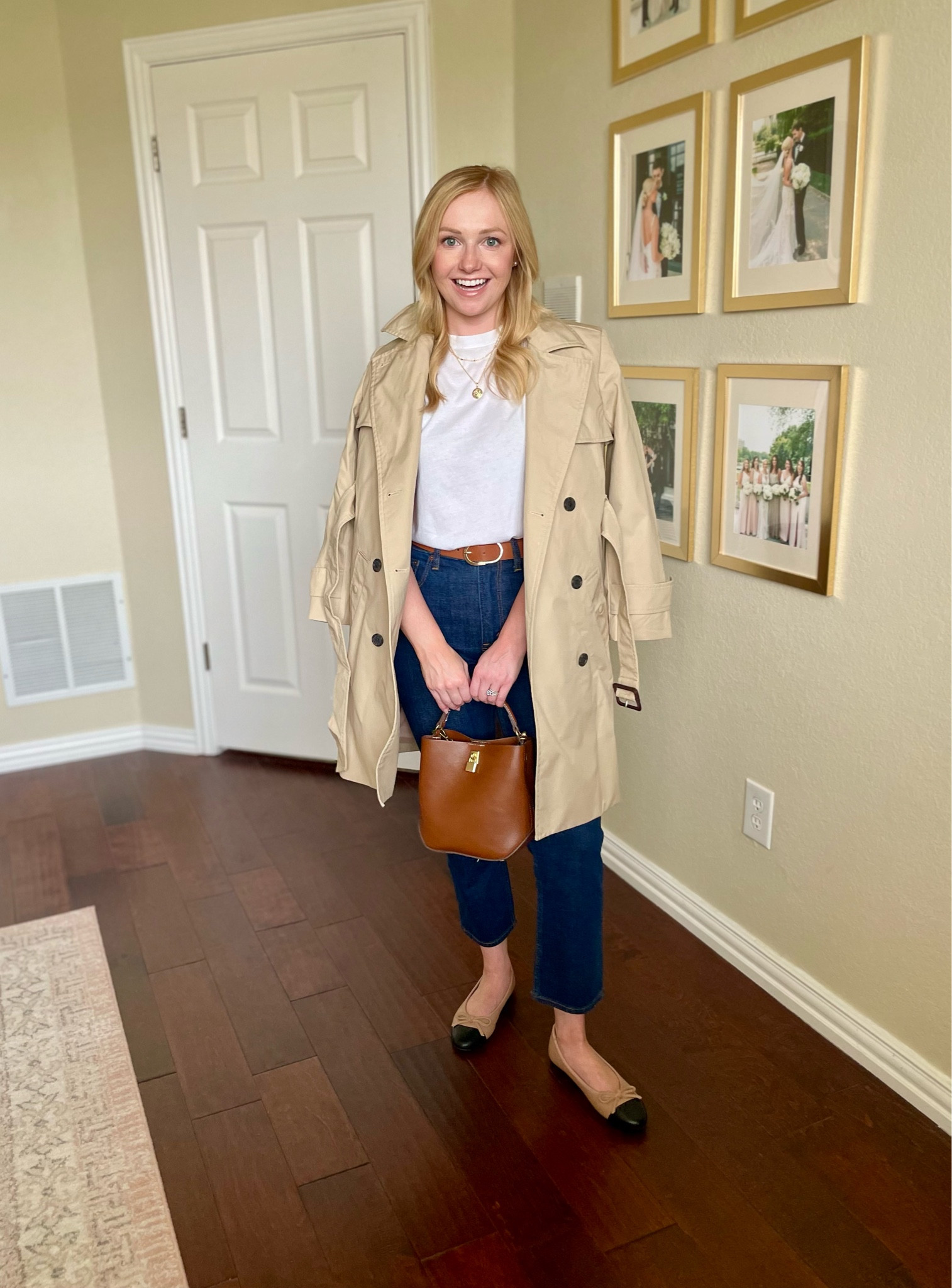 Classic cap toe shoe outfit for spring! | ankle jeans, straight jeans, trench coat, cap toe shoes, ballet flats, spring outfit, casual spring outfit 

#LTKSeasonal #LTKfindsunder100 #LTKstyletip