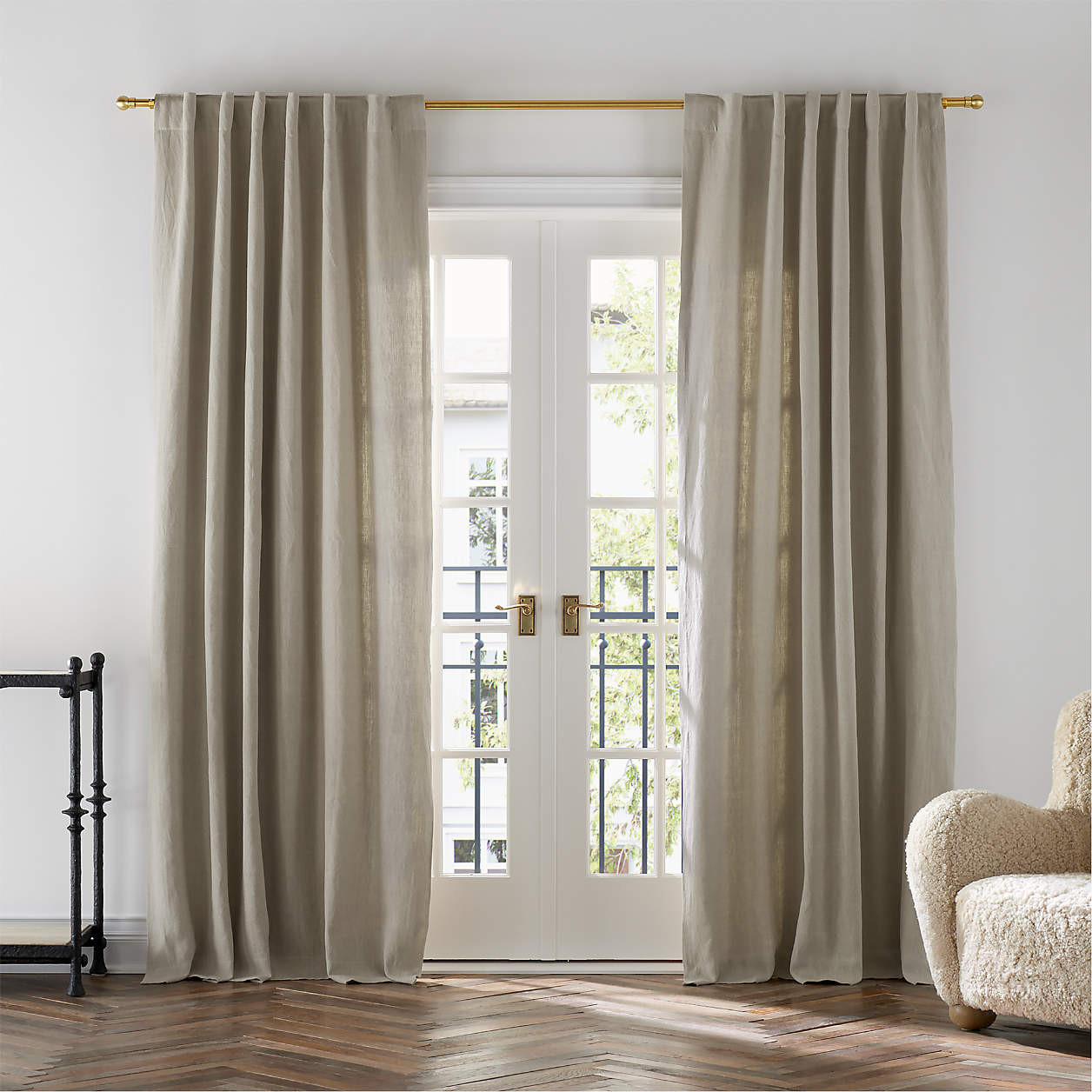 Warm Beige EUROPEAN FLAX -Certified Linen Window Curtain Panel 52"x120" + Reviews | Crate & Barre... | Crate & Barrel