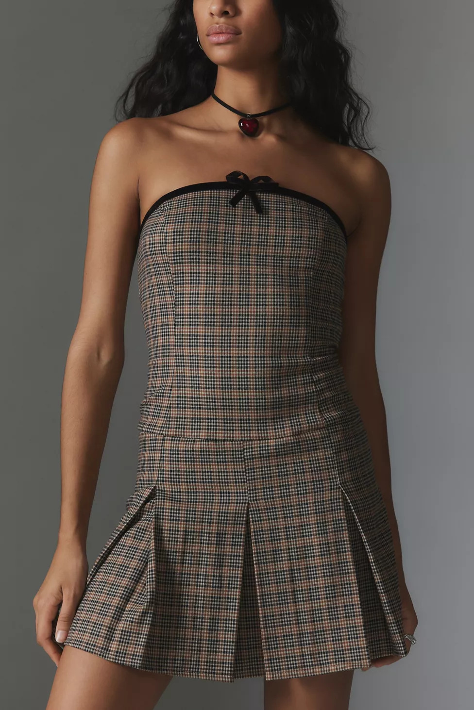Motel Panola Plaid Strapless Mini Dress | Urban Outfitters (US and RoW)