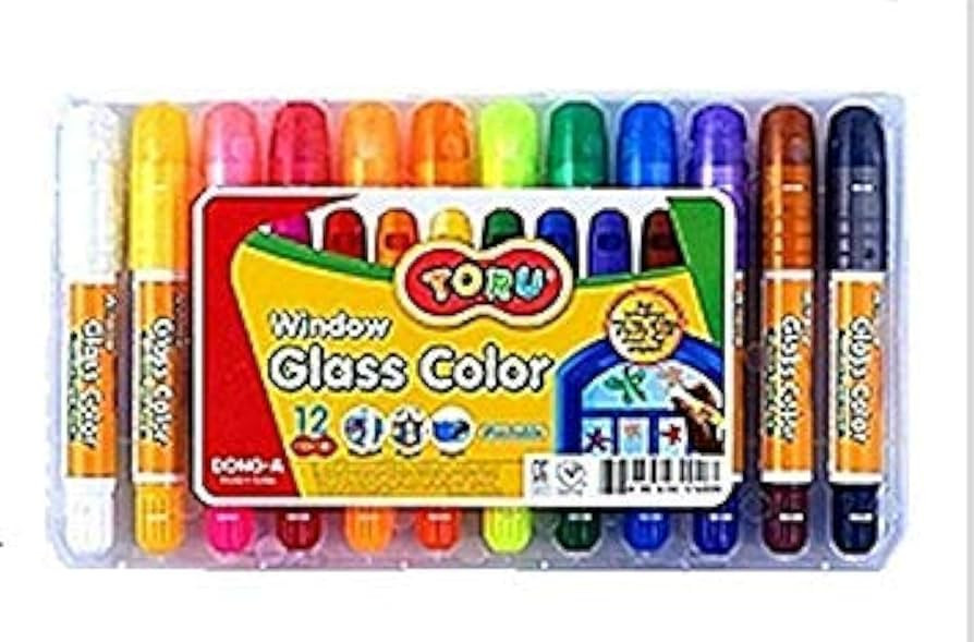 Toru Window Glass Color Crayon Marker Washable Paper Aqua Non-Toxic 12 Colors | Amazon (US)
