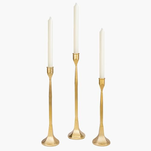 Iron Taper Candle Holder Set of 3, Gold Candlestick Holders,Taper Decorative Candle Holder for Table Centerpiece Home Decoration, Wedding, Dining Tabl | Amazon (US)
