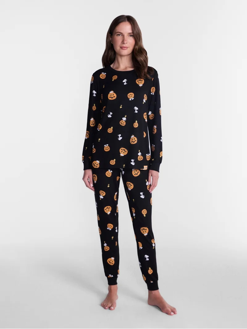 Peanuts Halloween Women\u2019s Snoopy Matching Family Sleepwear Long Sleeve Top and Pants Pajama ... | Walmart (US)