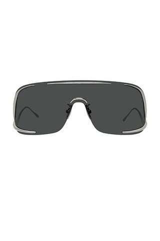 Loewe Shield Sunglasses in Shiny Palladium & Smoke - Grey. Size all. | FWRD 