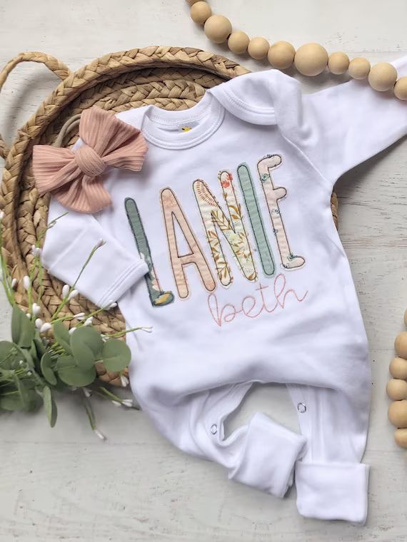 Personalized Baby Girl Romper and Bow Set Custom Coming Home - Etsy | Etsy (US)