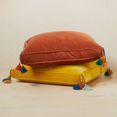 Oversized Solid Velvet Square Floor Pillow with Tassels - Opalhouse™ designed with Jungalow™ | Target