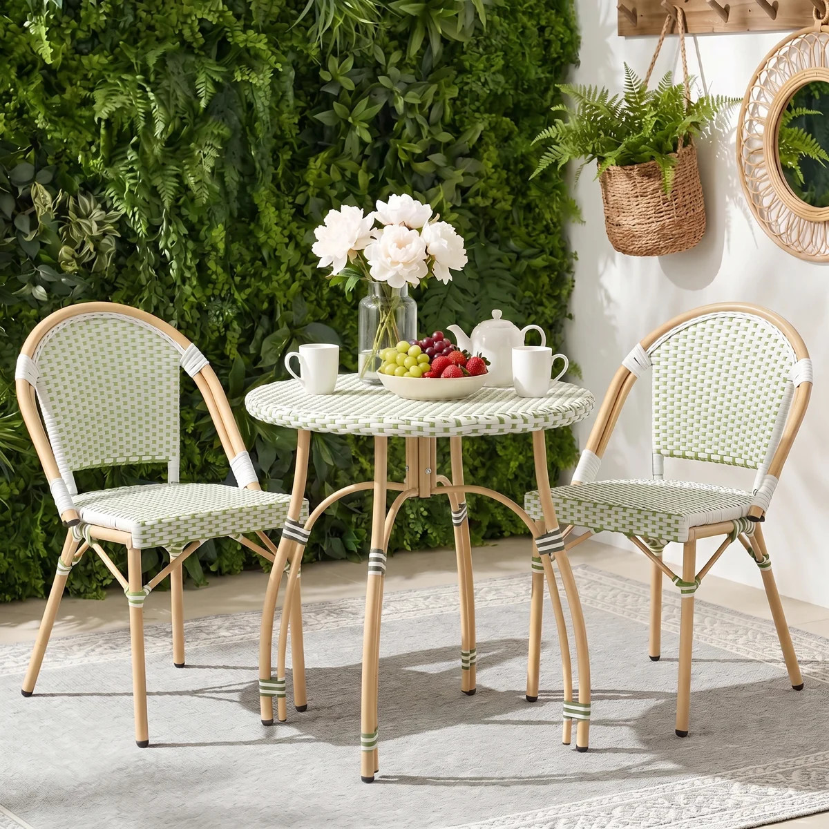 Altesa French Bistro Indoor Outdoor Dining Set With Round Rattan Dining Table And Dining Chairs F... | Wayfair North America