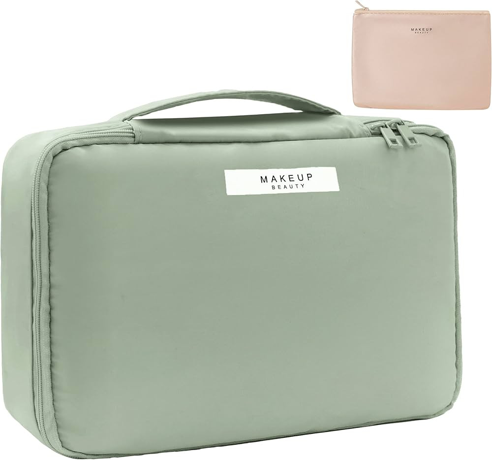 Travel Makeup Bag Cosmetic Bag Makeup Bag Toiletry bag for women and men (Green) | Amazon (US)