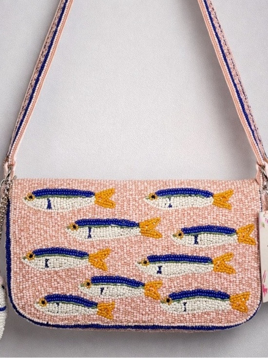 PINK SARDINES!!!Beaded Fish Shoulder Bag - Pink | Poshmark