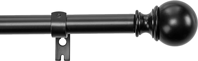 AmazonBasics 1-Inch Curtain Rod with Round Finials - 1-Pack, 72 to 144 Inch, Black | Amazon (US)