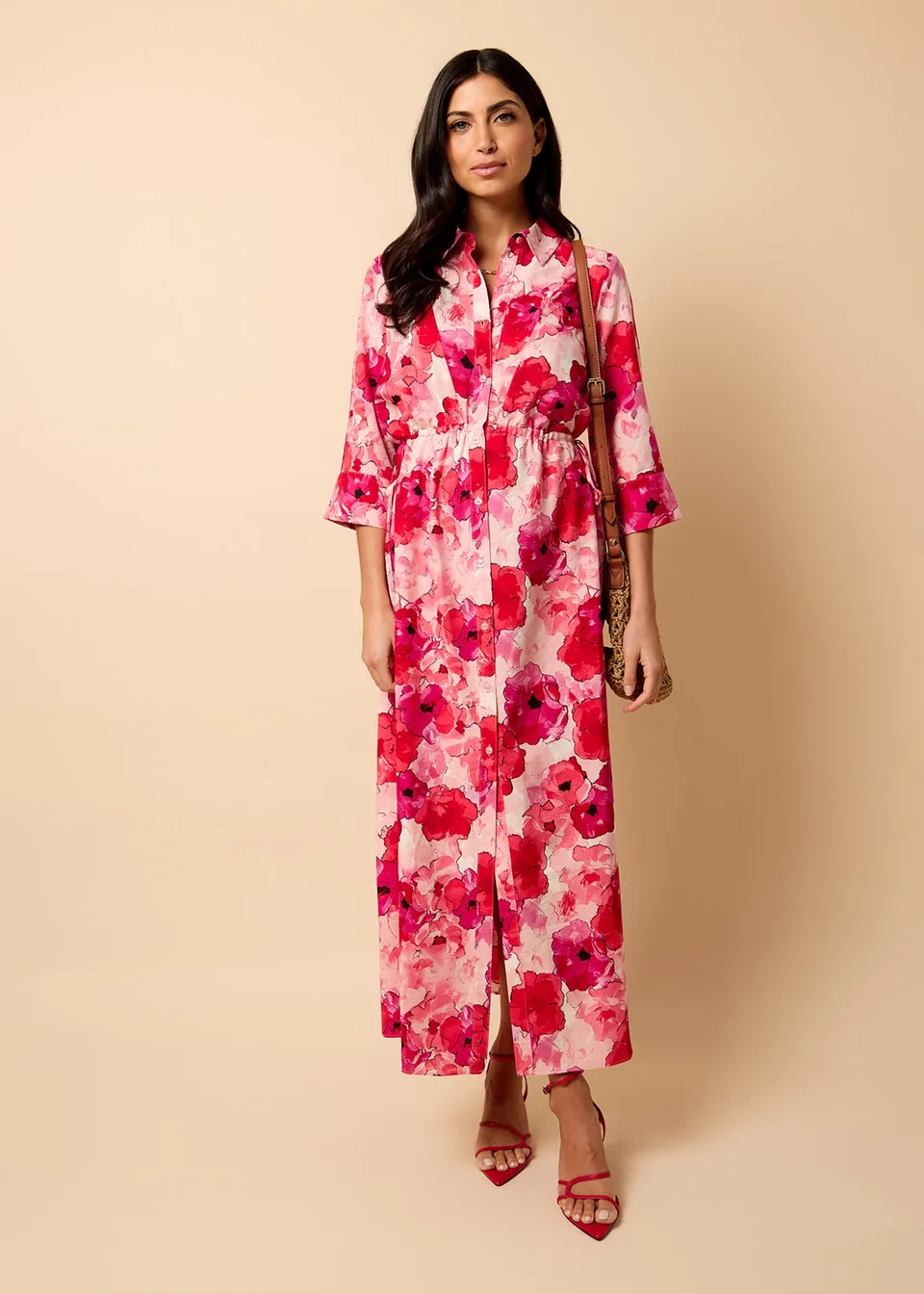 Little Mistress Red Floral Maxi Shirt Dress by Vicky Pattison | Matalan (UK)