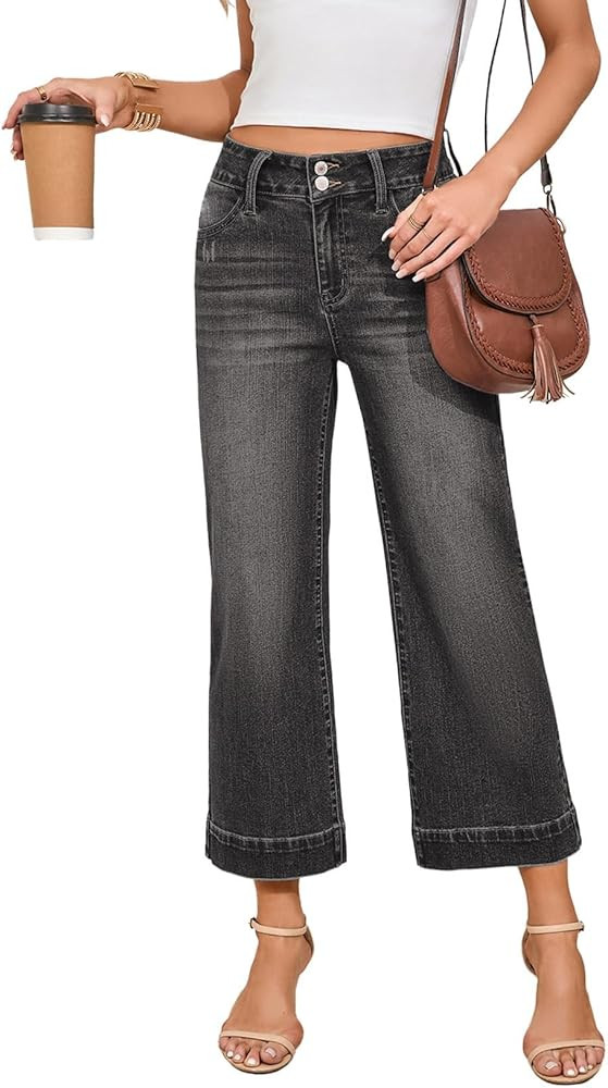 Dokotoo Womens Summer Jeans High Waisted Wide Leg Baggy Jeans for Women Stretch Denim Pants | Amazon (US)