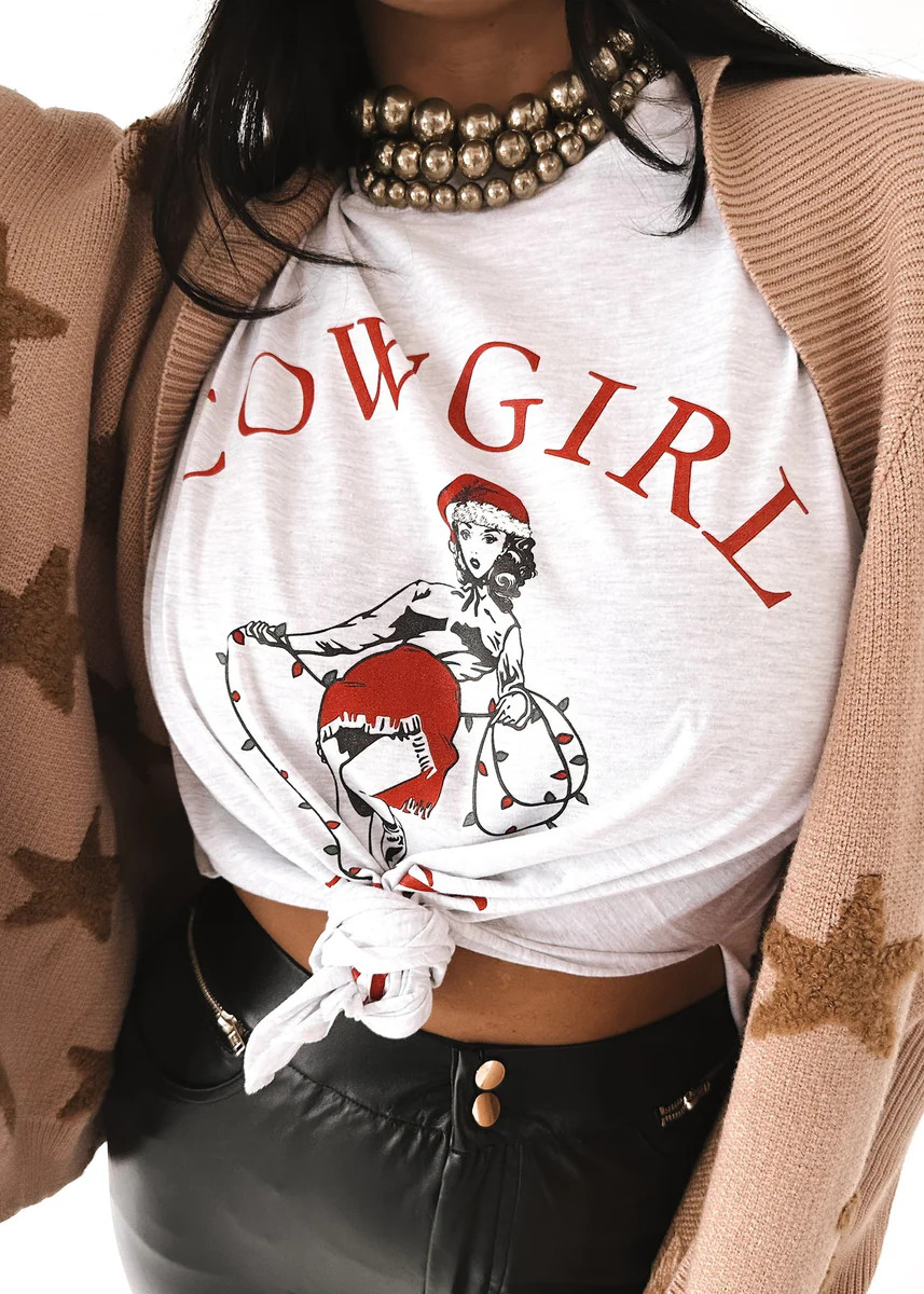 COWGIRL CHRISTMAS SIDE SLIT TEE | Pebby Forevee