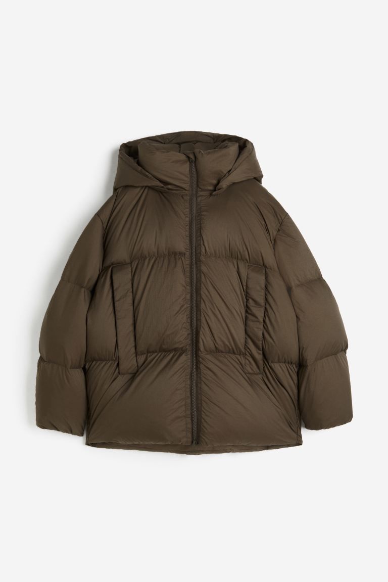 Oversized puffer jacket - Dark brown - Ladies | H&M GB | H&M (UK, MY, IN, SG, PH, TW, HK)