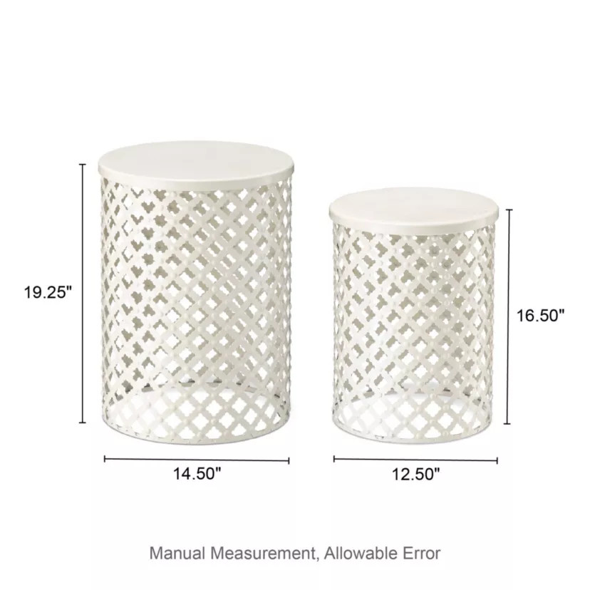 Set of 2 Multi-functional Metal White Garden Stool or Planter Stand or Accent Table or Side Table... | Belk