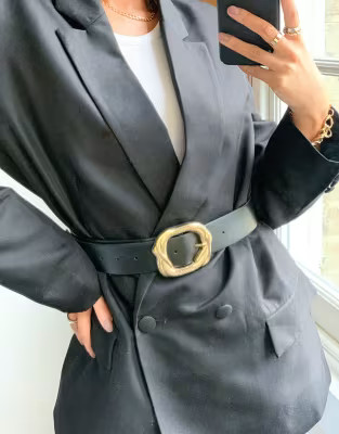 ASOS DESIGN snake buckle waist and hip jeans belt in black | ASOS (Global)