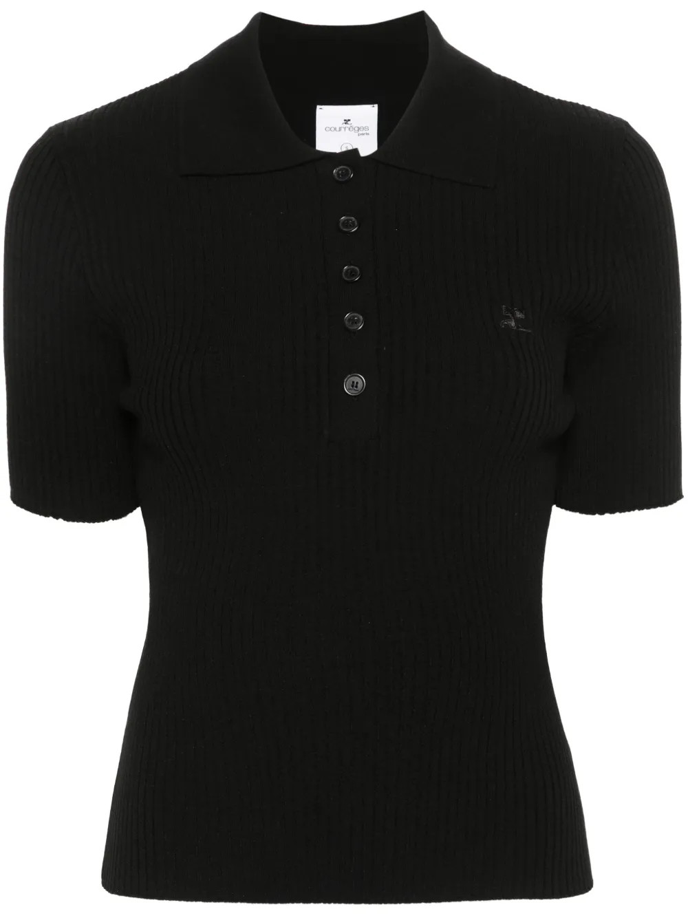 Courrèges logo-patch Knitted Polo Top - Farfetch | Farfetch Global