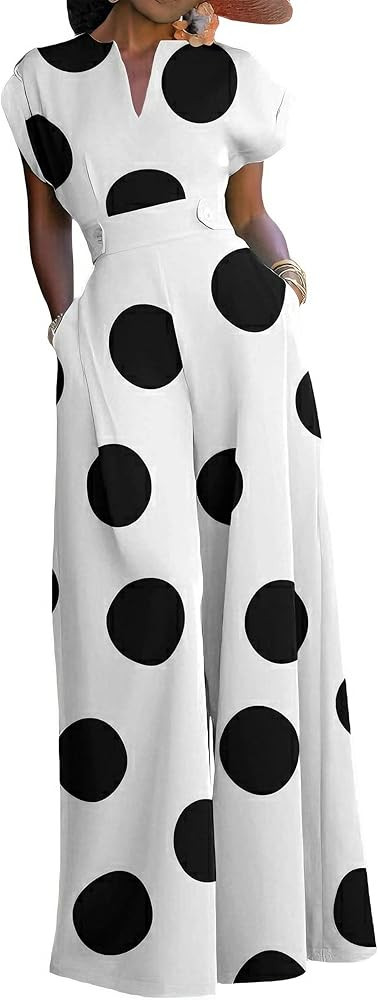 oshoplive Jumpsuits For Women Wide Leg Rompers V Neck Sleeveless Casual High Waisted Jumpers With... | Amazon (US)