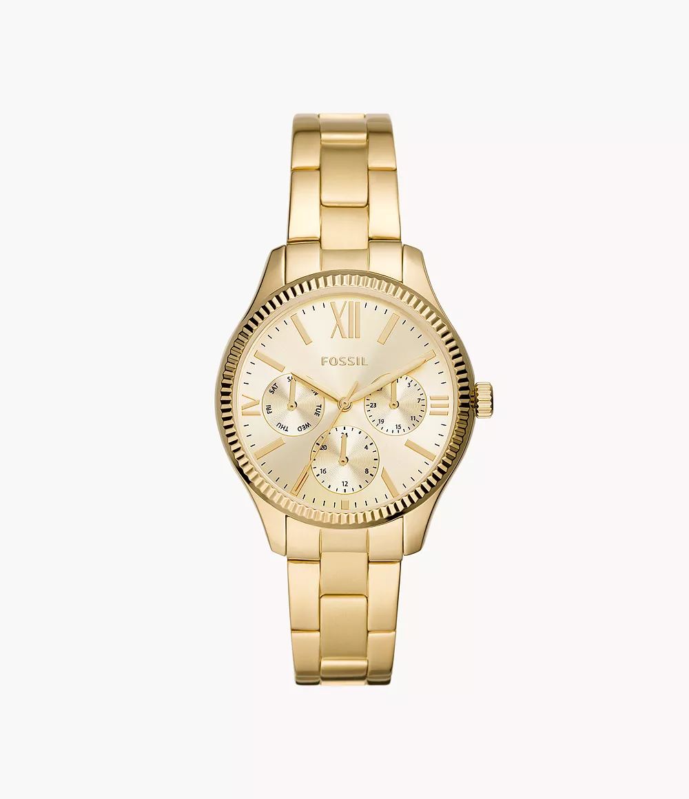 Rye Multifunction Gold-Tone Stainless Steel Watch | Fossil (US)