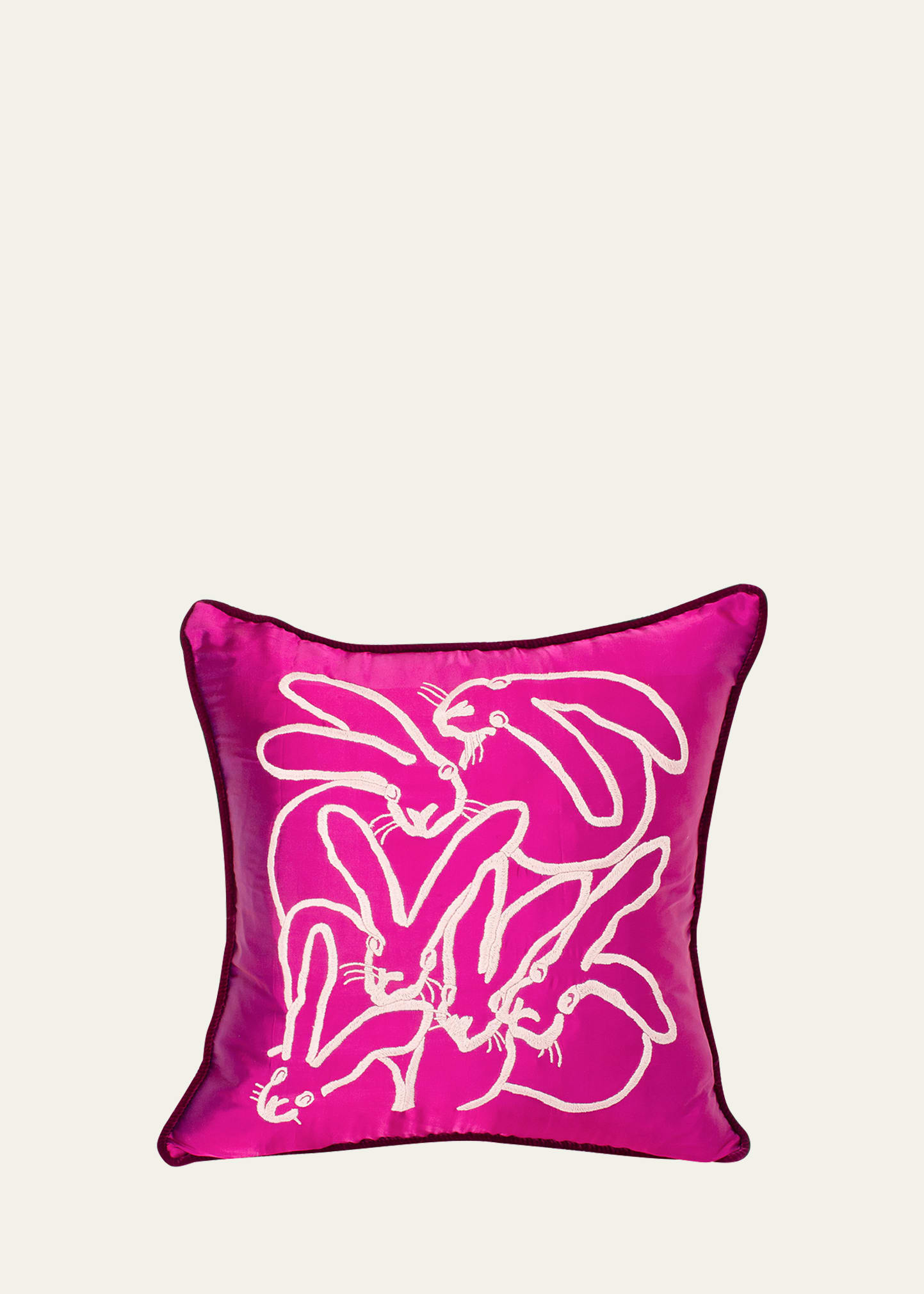 Hunt Slonem Embroidered Silk & Velvet Seven Bunny Pillow, 22" | Bergdorf Goodman