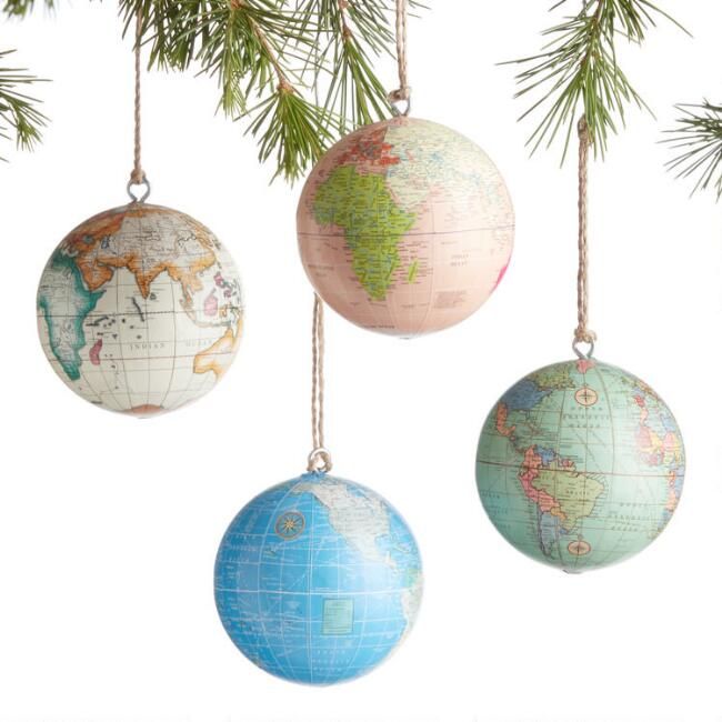 Paper Covered Globe Ornaments Set of 4 | World Market