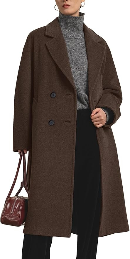 Flygo Womens Long Pea Coat Notch Lapel Double Breasted Trench Coat Fall Winter Overcoat Long Jack... | Amazon (US)