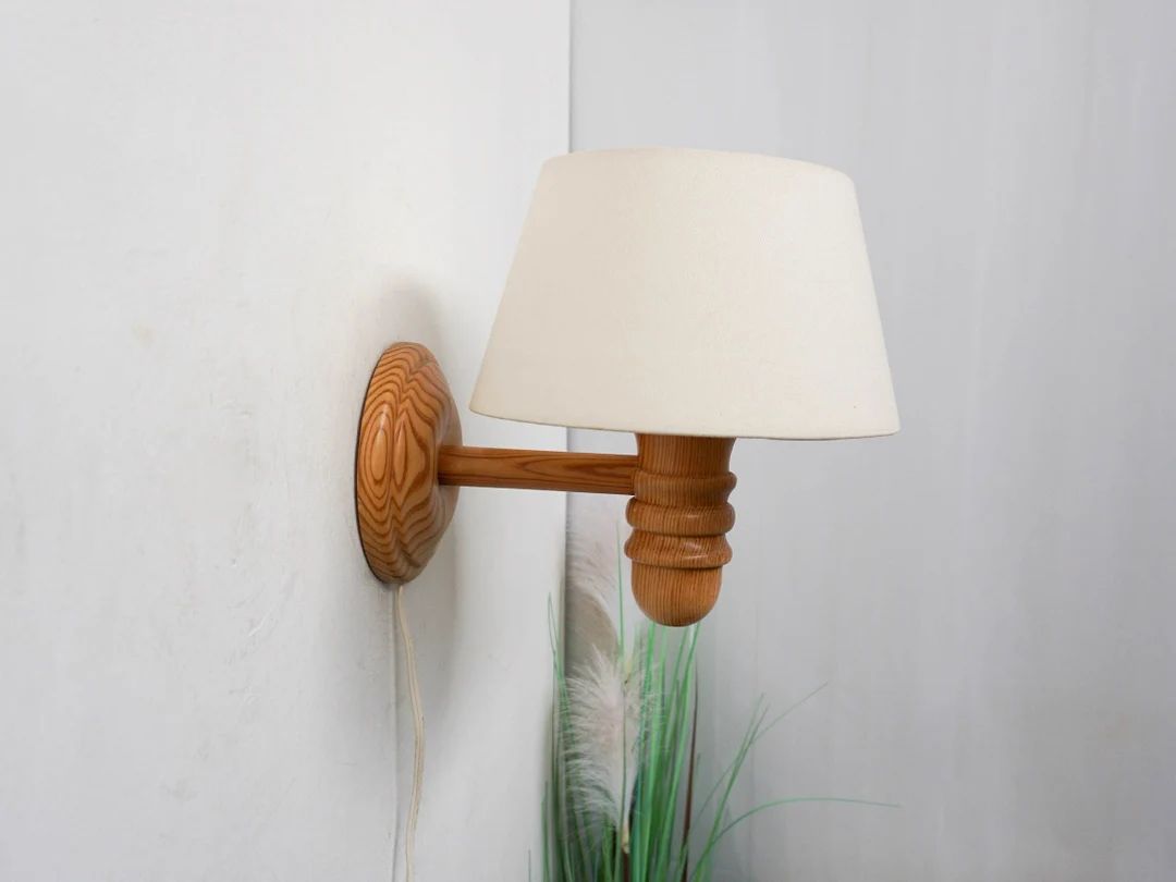 Mid Century Oak Wall Mounted Arm Lamp Swedish Modern - Etsy | Etsy (US)
