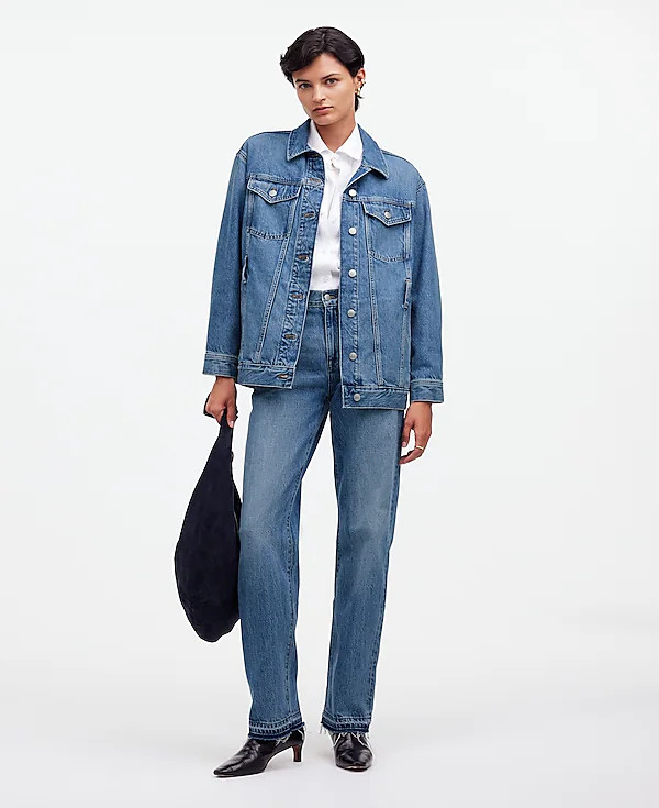 Belted Oversized Trucker Jean Jacket | Madewell | Madewell