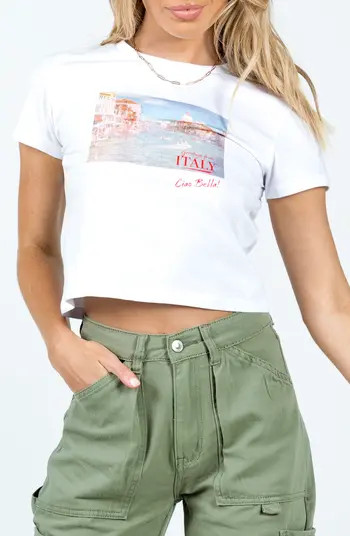 Princess Polly Italy Love Organic Cotton Crop Graphic T-Shirt | Nordstrom | Nordstrom