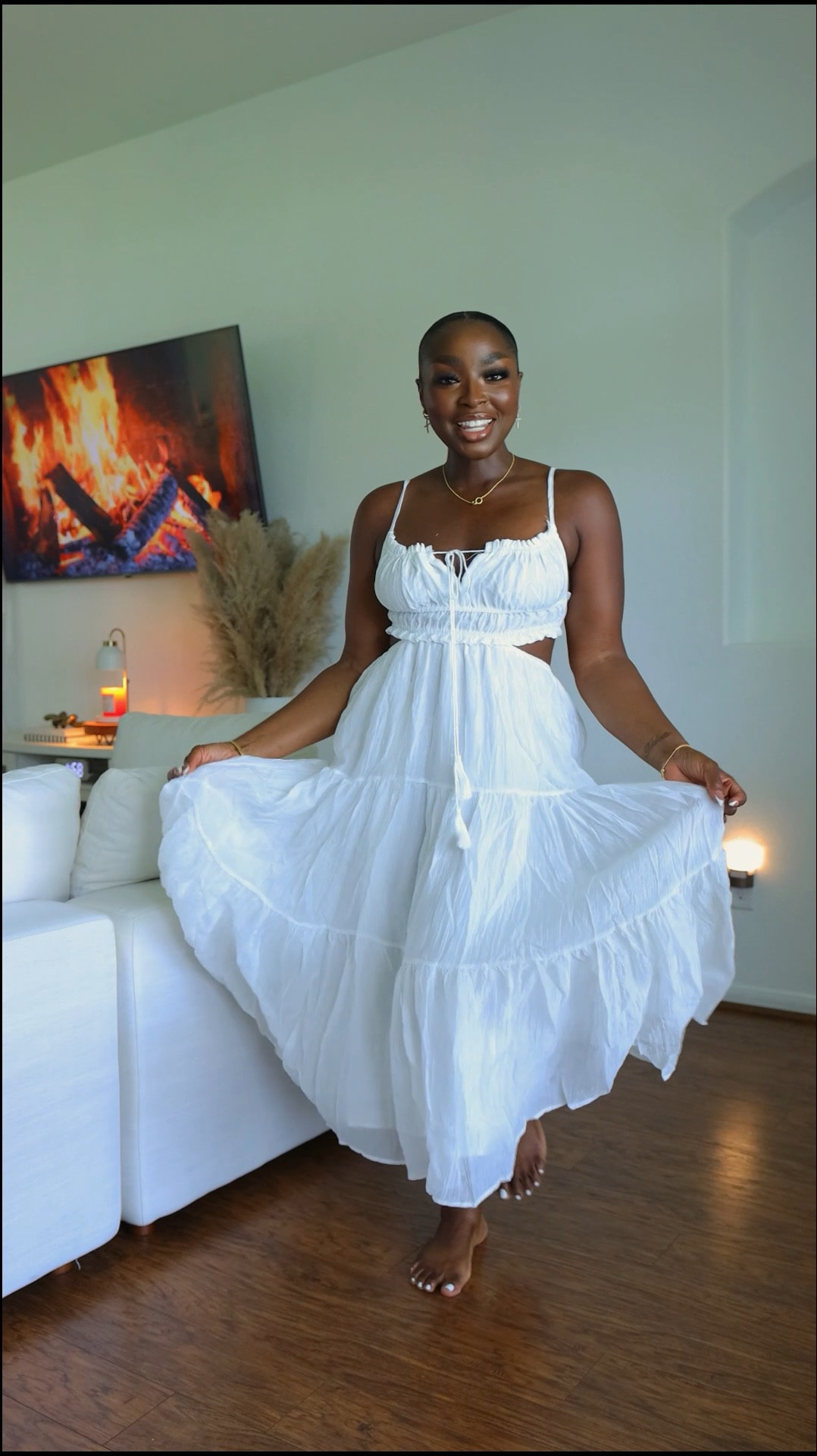 I have this in Pink, too, because it's so easy to throw on! Flowy and sexy, at the same time! #summerdresses #summeroutfits #vacationoutfits 

#LTKFindsUnder50 #LTKVideo #LTKBeauty