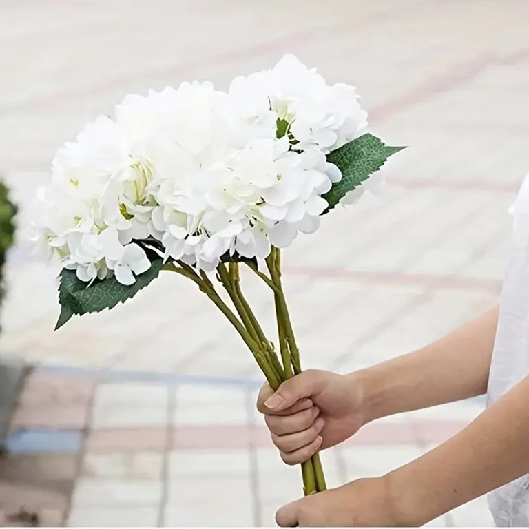 FORICOM 6pcs Faux White Hydrangeas Fake Flowers Artificial Silk Hydrangea Flower With Stems Bouqu... | Walmart (US)